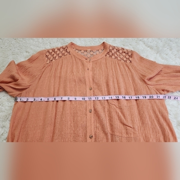 Free People OB495809 The Best Blouse Long Sleeve Button-down Top In Peach - Picture 8 of 11